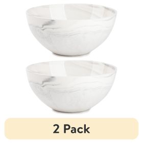 (2 pack) Stoneware Bowl, Grey Marble Collection