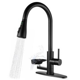 3-in-1 Kitchen Faucet with 3-Color LED Temperature Display, Press-Type Glass Rinser, High-Arc Pull-Down Sprayer, 3 Spray Modes