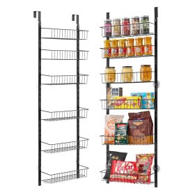 VEVOR Over the Door Pantry Organizer, 6-Tier Pantry Organization and Storage, Heavy-Duty Steel Hanging Spice Rack, Adjustable Wall Seasoning Shel