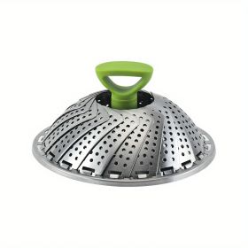 1pc; Foldable Steamer Rack; Stainless Steel Steamer Basket; Folding Steamer Insert For Veggie; Fish; Seafood; Bun; And More; Kitchen Gadgets; Kit (size: medium)